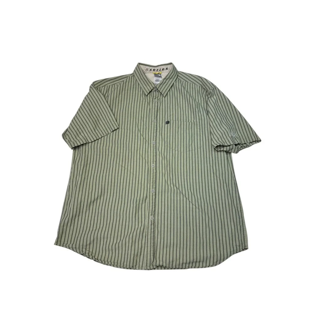 The North Face A Series Mens XL Plaid Short‎ Sleeve Button Up Shirt Green Cotton